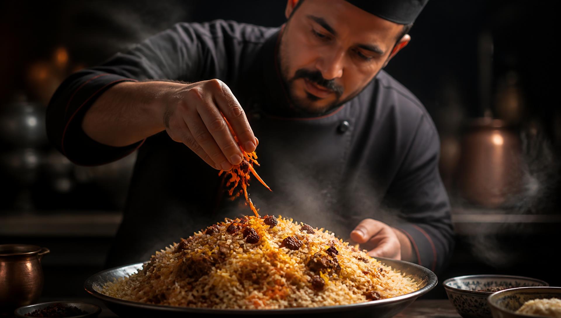 Chef bereidt kabab in de traditionele tandoor
